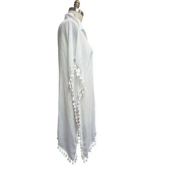 Rachel Zoe Button Down Cover Up Ball Fringe One Size Excellent Condition - Picture 2 of 5